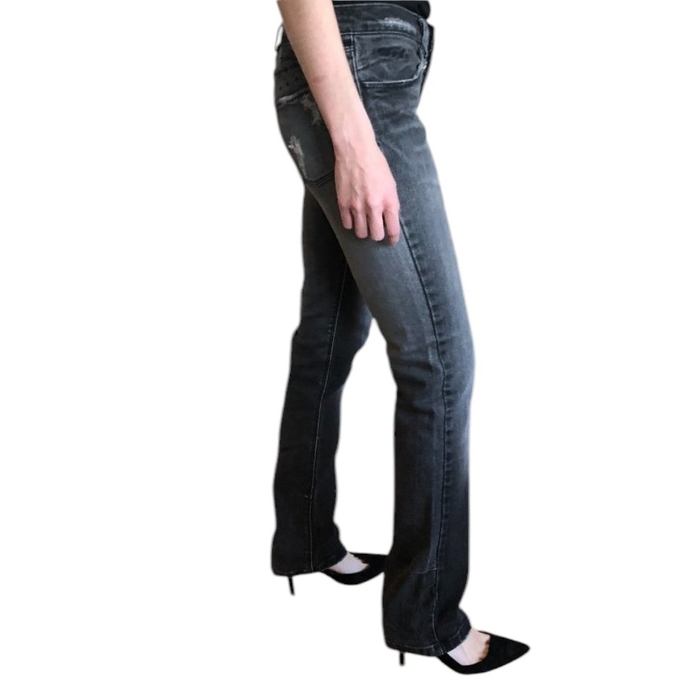 Vintage Y2K KSUBI TSUBI Distressed Straight Leg Denim Jeans - Charcoal Grey Wash - Picture 4 of 16
